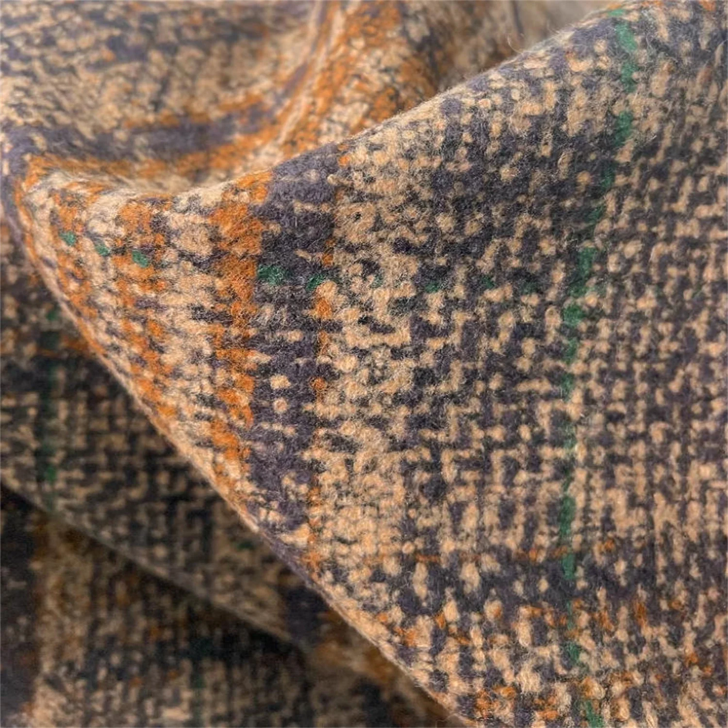 

Colorful plaid single-sided plush fabric, high-end designer fabric, DIY handmade coat and outerwear fabric.