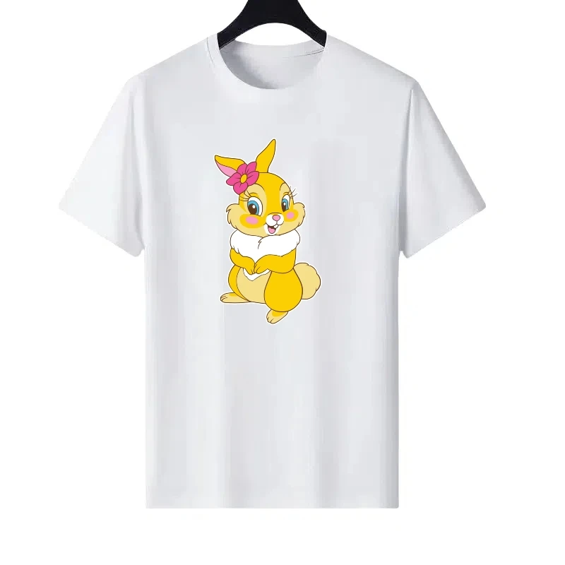 

Disney Bambi Print Pattern Woman Round Neck Parent-child Clothing Sporty Tops Ladies Cheap Short Sleeves T-Shirt Men Sweatshirts