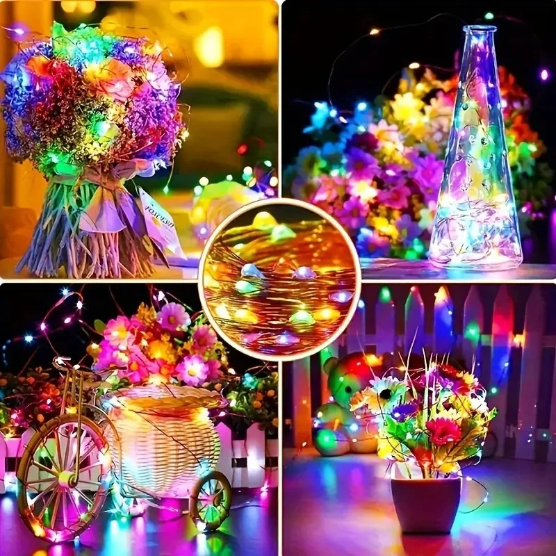 LED Lights String Copper Silver Wire Garland Bedroom Home Thanksgiving Festoon Party Holiday Lights Decoration