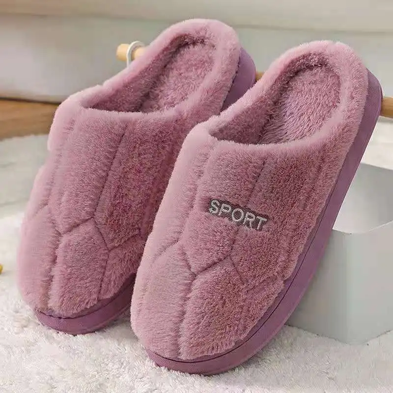 Winter-Plüsch-Hausschuhe für Paare – rutschfeste Hausschuhe mit dicker Sohle, warme, mit Fleece gefütterte Innenrutschen für Männer und Frauen – Detail 12