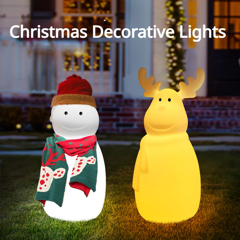 

Solar Powered Luminous Elk Snowman Lights Halloween Christmas Floor Outdoor Colorful Decor Courtyard Garden Lawn Landscape Lamps