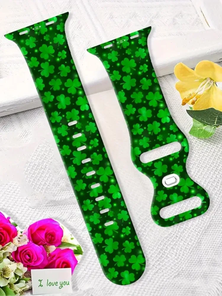 St. Patrick\'s Day Strap for Apple Watch Band 45mm 40mm 44mm 41 49mm Easter Day Printed bracelet iWatch series 9 8 7 se 3 ultra 2