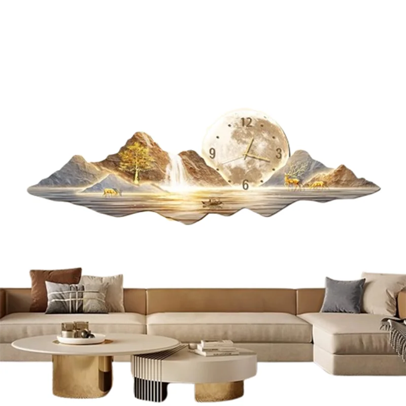 Nordic Luxury Designer Wall Clock Modern Metal Accent Long Style Trendy Wall Watch For Living Room Home Art Decoration