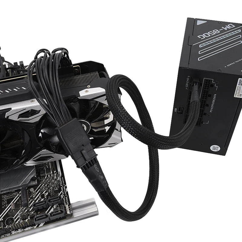 RGEEK 15cm 12VHPWR Graphics Card Cable Double 8PIN to 16PIN (12+4Pin) GPU Extension Power Splitter Adapter Cable for PC Desktop