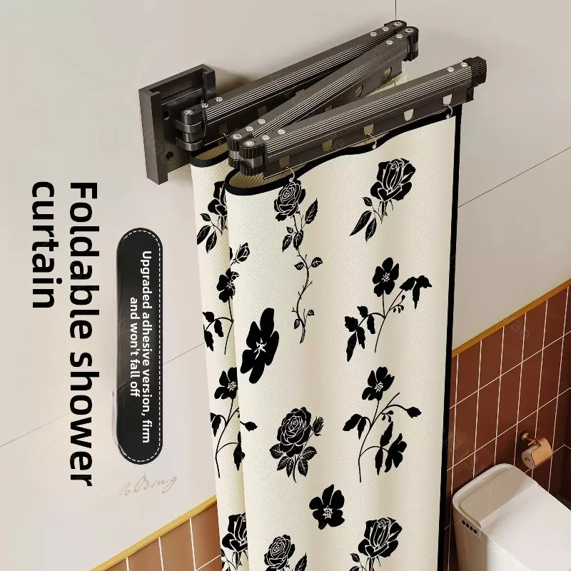 Flush-Free Foldable Invisible Thickened Shower Curtain Waterproof Heat Insulation Partition for Bathroom Wet & Dry Separation