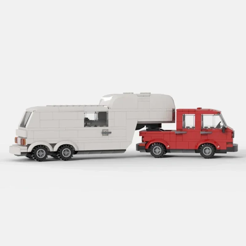 Model pojazdu miejskiego Moc Klocki konstrukcyjne Ciężarówka T3 z przyczepą RV Technologia Klocki modułowe Prezenty Zabawki świąteczne Zestawy DIY Montaż