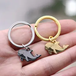 Cute Baby Whale Charms Keychain for Women Men Gold/Silver Color Stainless Steel Kids Gifts Jewelry Bag Decor Sea Animal Supplies