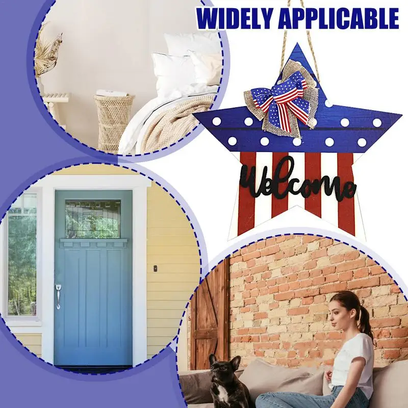 Independence Day Door Sign Independence Day Welcome Sign Independence Day Door Sign With Cute Bow Outdoor Outside Porch Decor