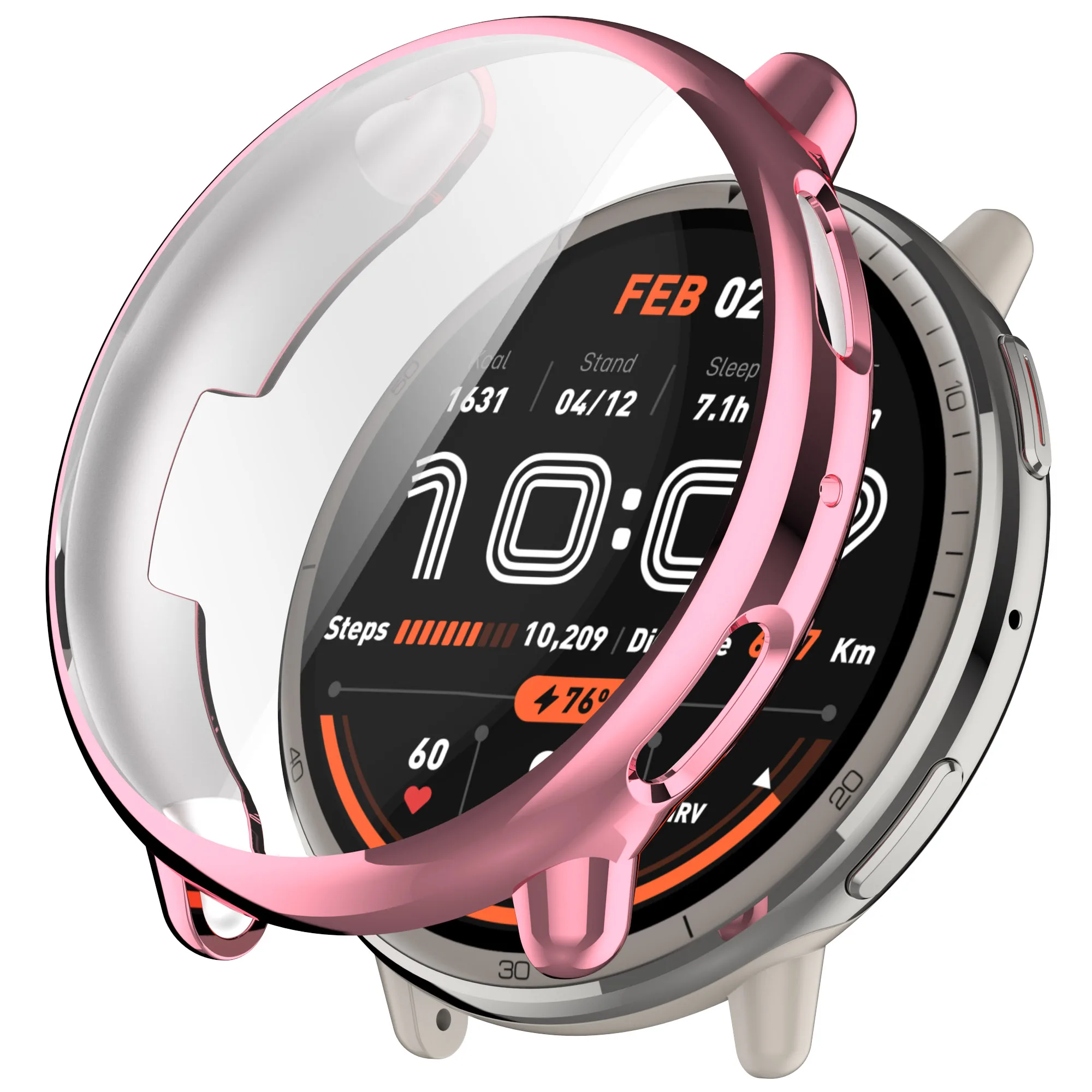 

Для Huami Amazfit Active 2 (A2437) чехол для часов с полным покрытием, гибкая гальваническая крышка из ТПУ - розовый