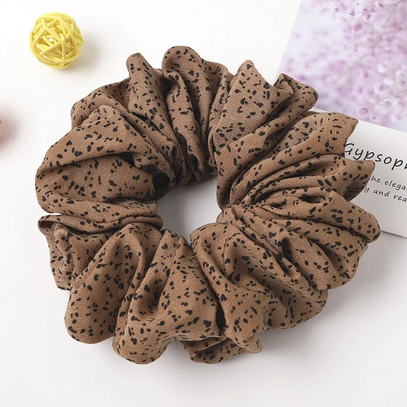 Ins New Scrunchies Hair Tie Elastic  Band Floral Ponytail Holder Spot Leopard Big Srunchies Women  Headdress Accessories