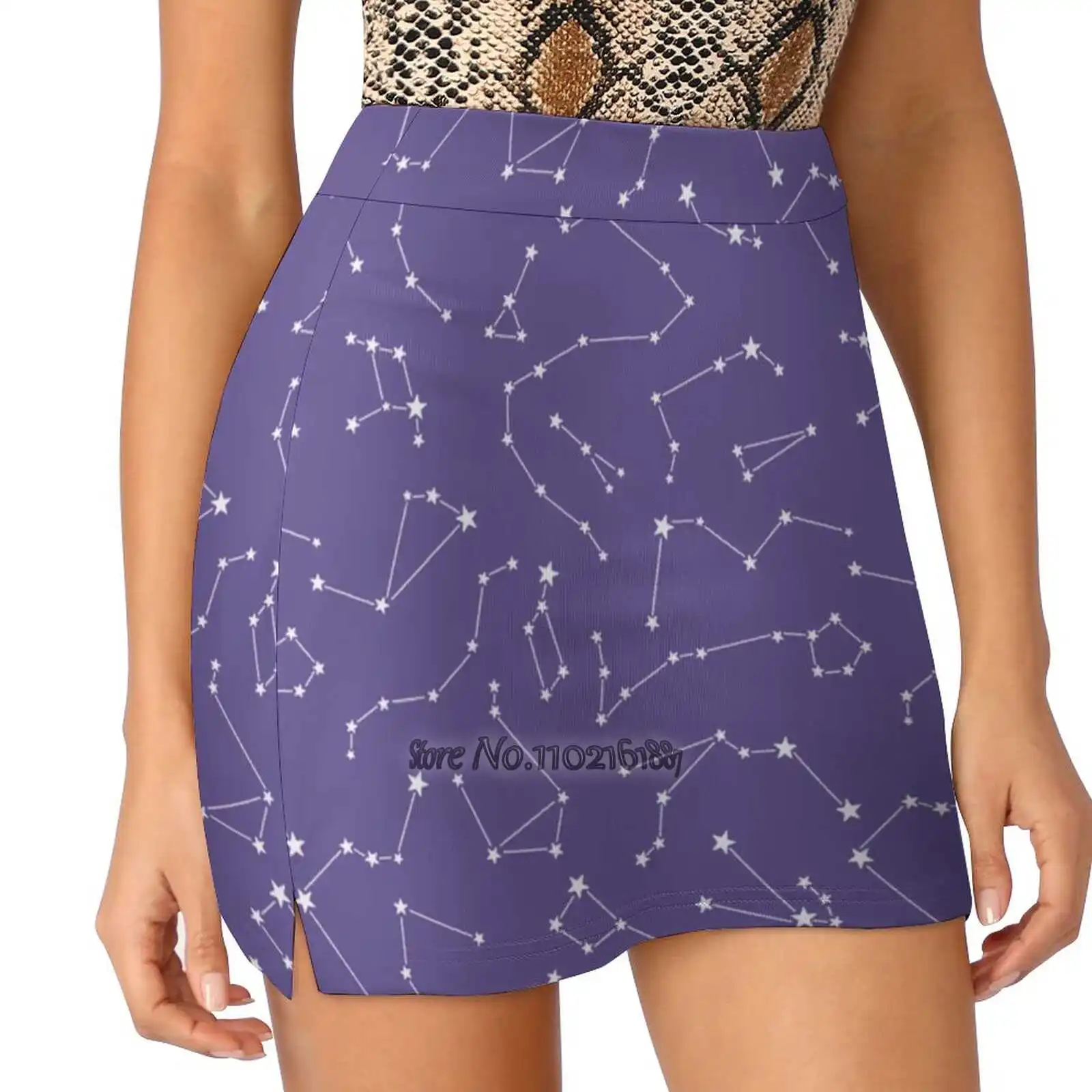 Violet Women Mini Skirt Two Layers With Pocket Skirts Sport Fitness Running Skorts Cosmos Cosmic Star Starry Galaxy Space Night