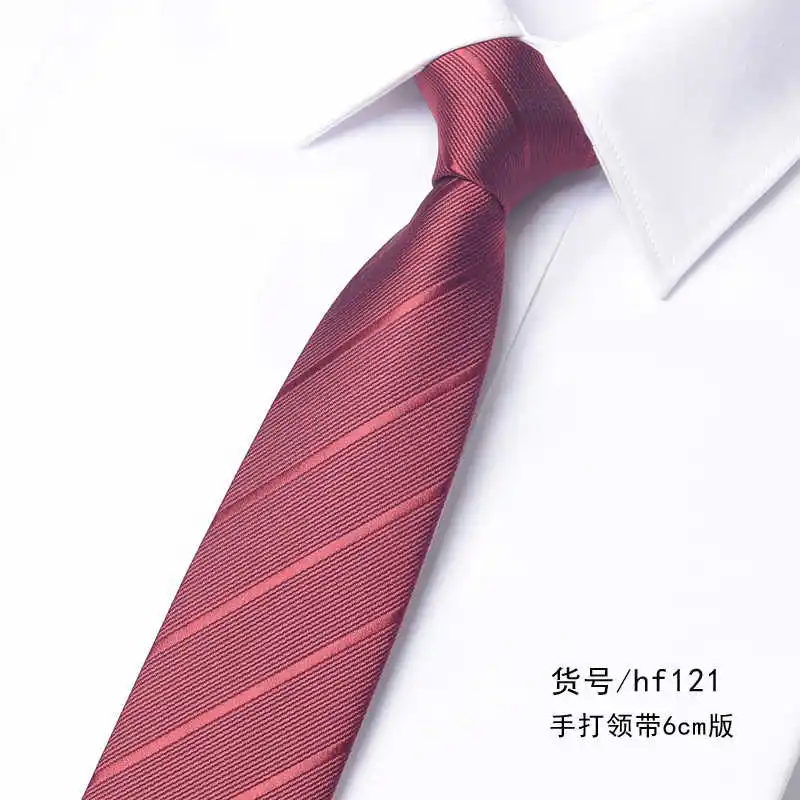 

High Quality Fashionable Red Striped Casual Men's Narrow 6CM Slim Fit Shirt Accessories Business Banquet Hand Knotting Necktie