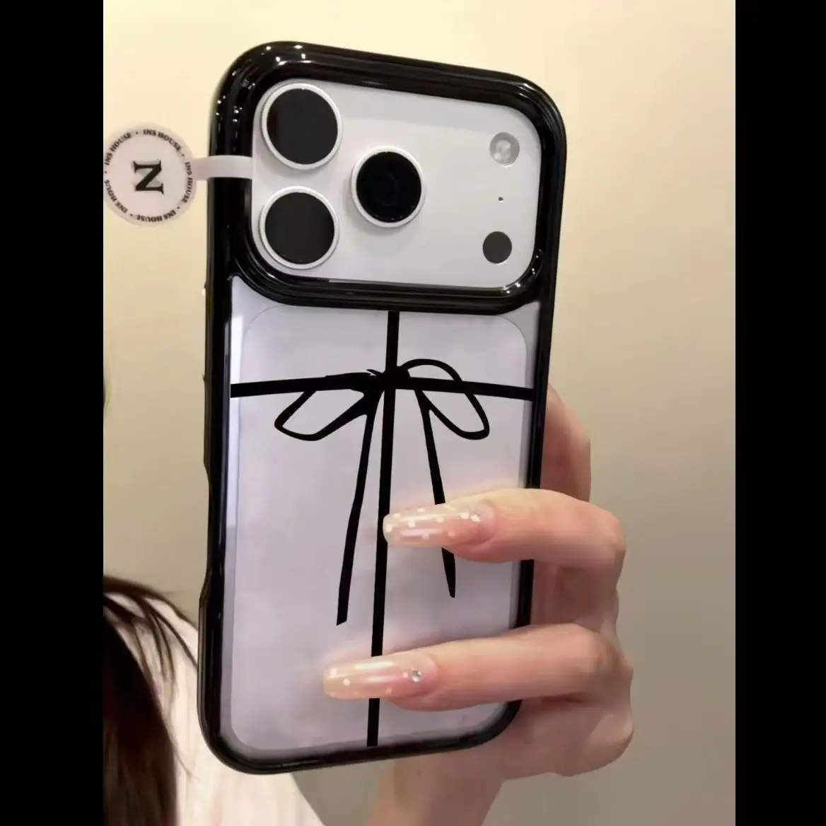 Cute Bowknot Acrylic transparent Soft Phone Case For iPhone 17 Air 16 15 14 13 12 11 Pro Max Shockproof Back Cover
