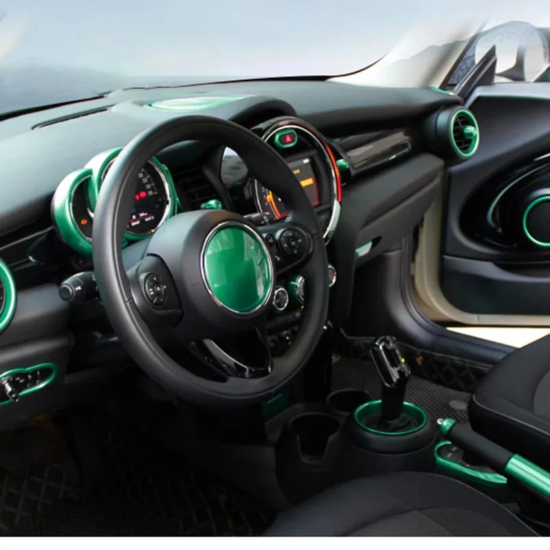 Car Green Interior Protection Stickers Water Cup Decoration Frame For MINI COOPER S F55 F56 F57 F60 Car Accessories Styling