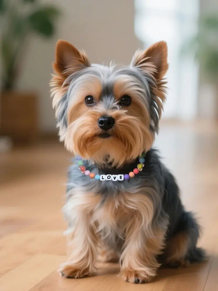 Collier personnalisé mignon pour chien et chat, nom de bricolage personnalisé, collier de perles pour animaux de compagnie, accessoires de vacances avec cœur en plastique léger