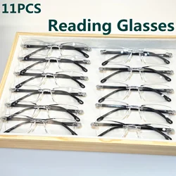 11PCS Vintage Square Reading Glasses for Women, Anti-Blue Light Polycarbonate Lens, One-Piece Square Frame,