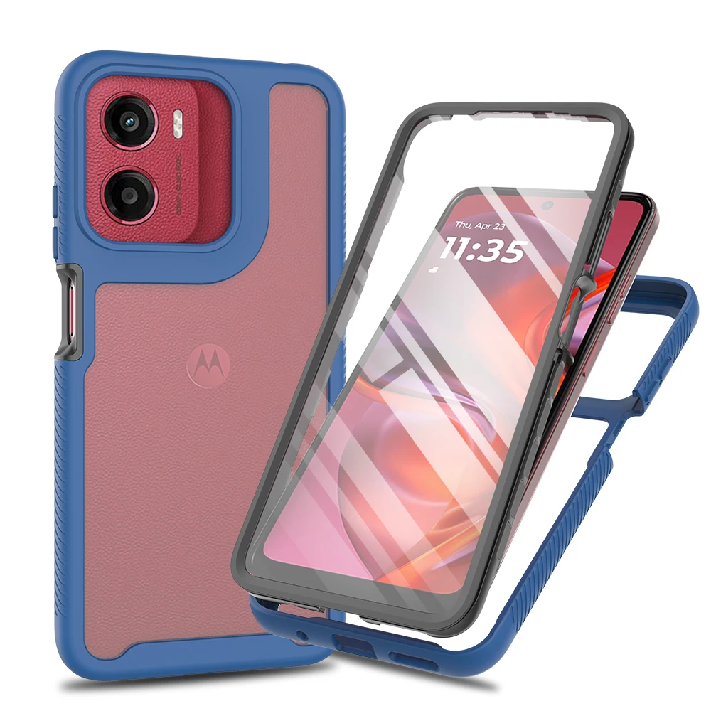 

Shockproof Phone Case For Motorola Moto E15 G05 G15 G25 G35 G55 Full Coverage TPU/PC Transparent Cover Built-in Screen Protector