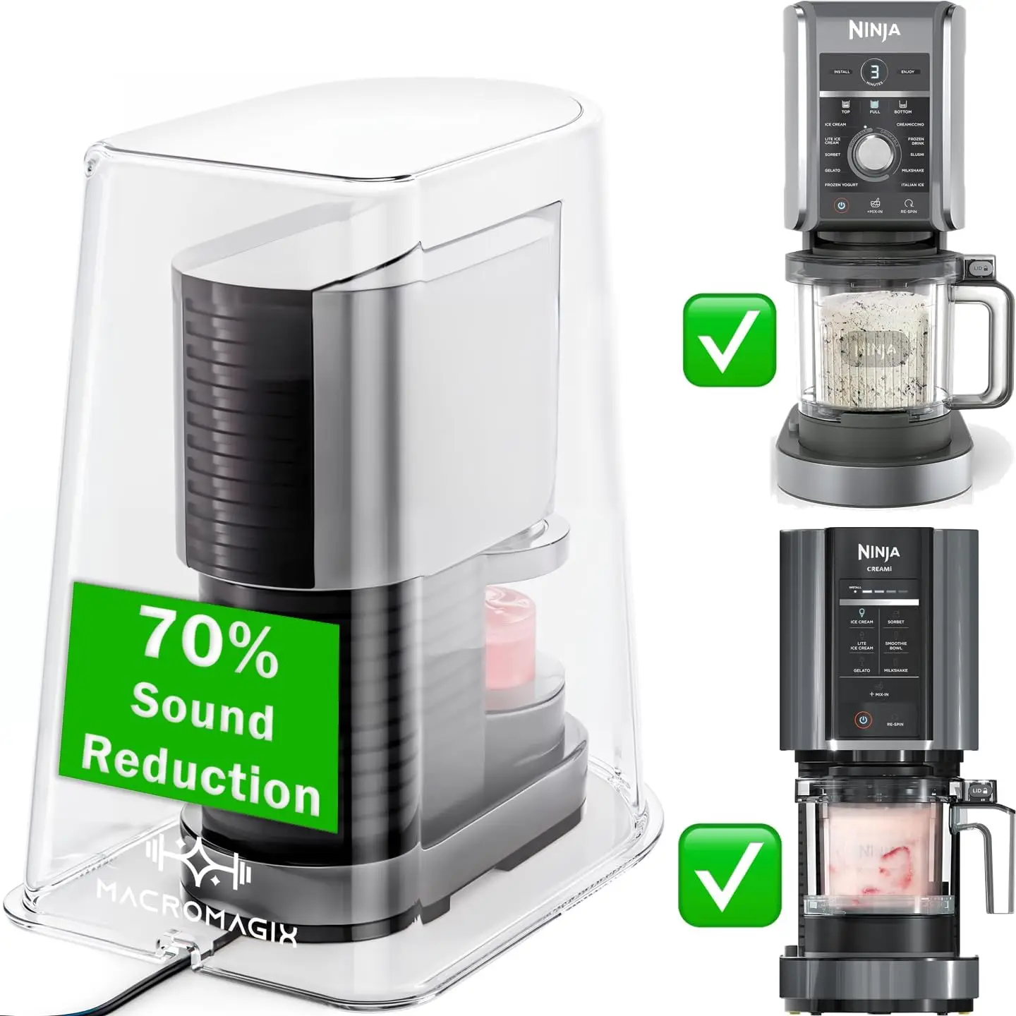 Oversized Sound Reducing Blender Cover - Compatible with Ninja Creami (All Models Except Breeze) & Most Under-Cabinet Blenders
