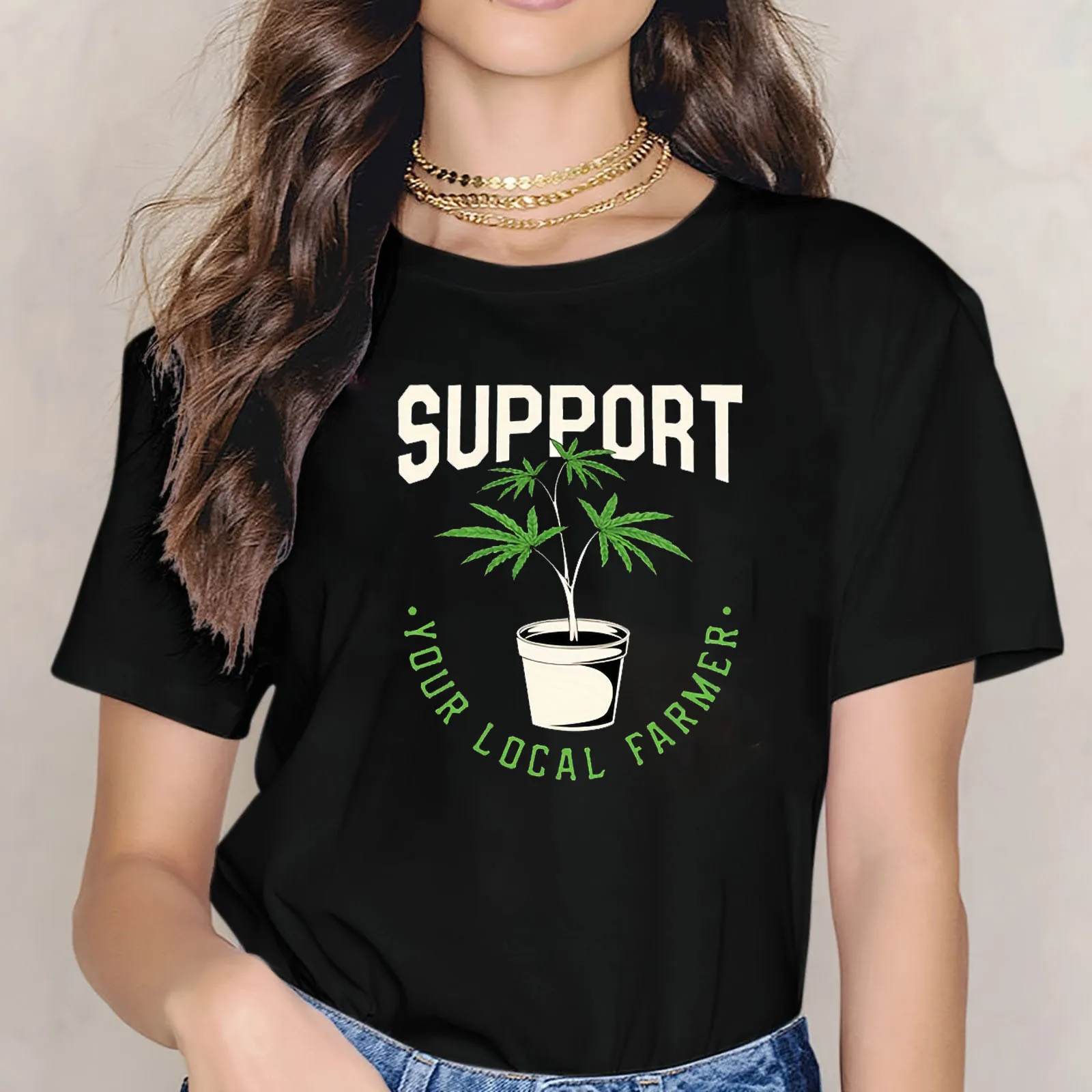 Support Your Local Farmer Botanical Heat Transfer Sticker Iron-On Decals for Clothes T-Shirt Making Women's T-shirts for Summer