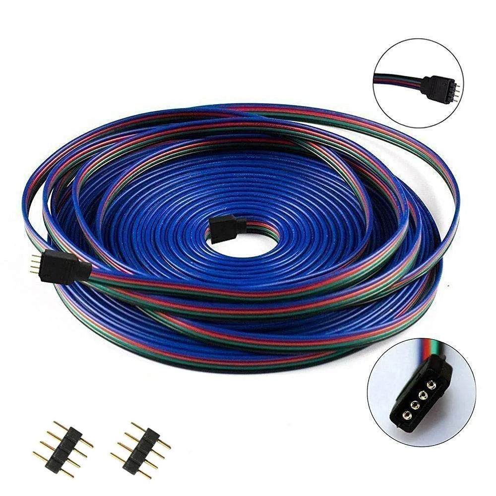 

1m 2m 3m 5m 10m 20m 50m 100m 4PIN Extension Cable 22AWG LED Strip Connector Wire With Needles 2835 5050 RGB Light Extend Cord