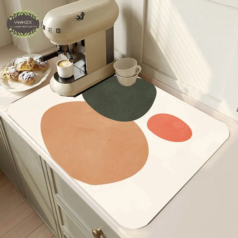 Kitchen Absorbent Draining Mat Non Slip Dish Drying Pad Insulated Dishes Protector Kitchen Rugs Table Placemats Bathroom Mats