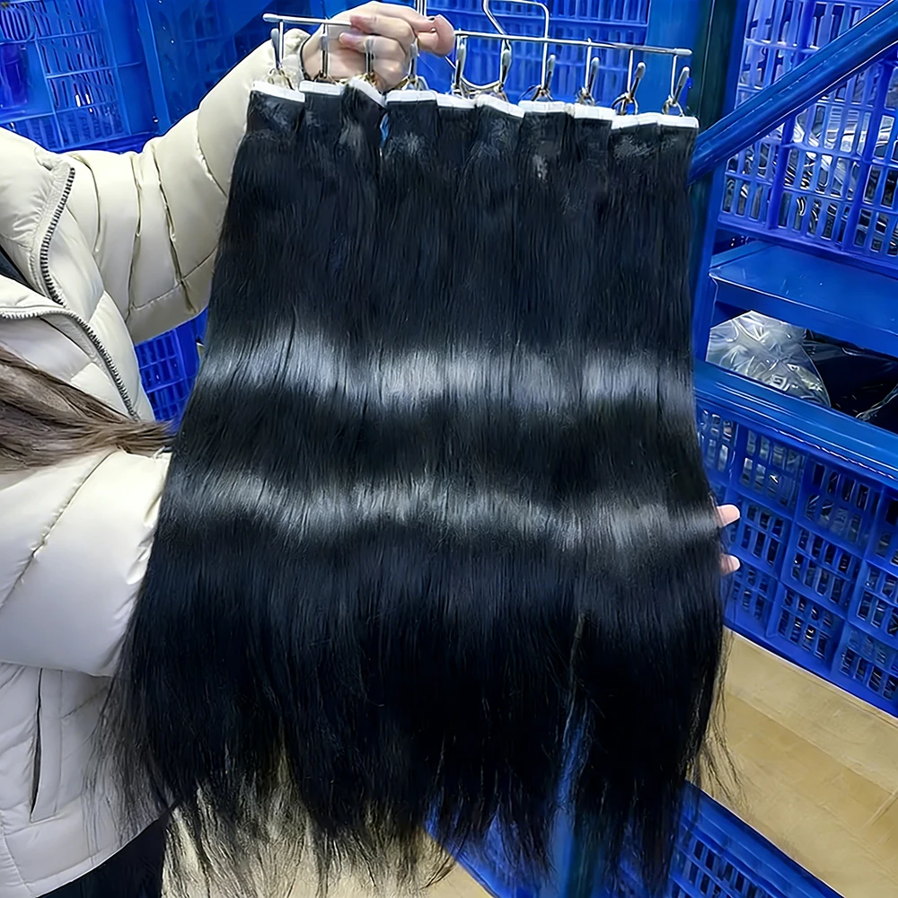 

Накладные волосы на лентах из натурального шелковистого прямого человеческого волоса, бесшовные, невидимые, 16-32 дюйма, для женщин, 50 г