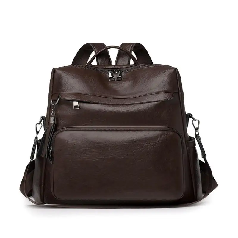 حقيبة ظهر جلدية جديدة بسحاب، عصرية مقاومة للماء، كتف متقاطع لطلاب المدارس المتوسطة والثانوية، حقيبة يد بكتف واحد