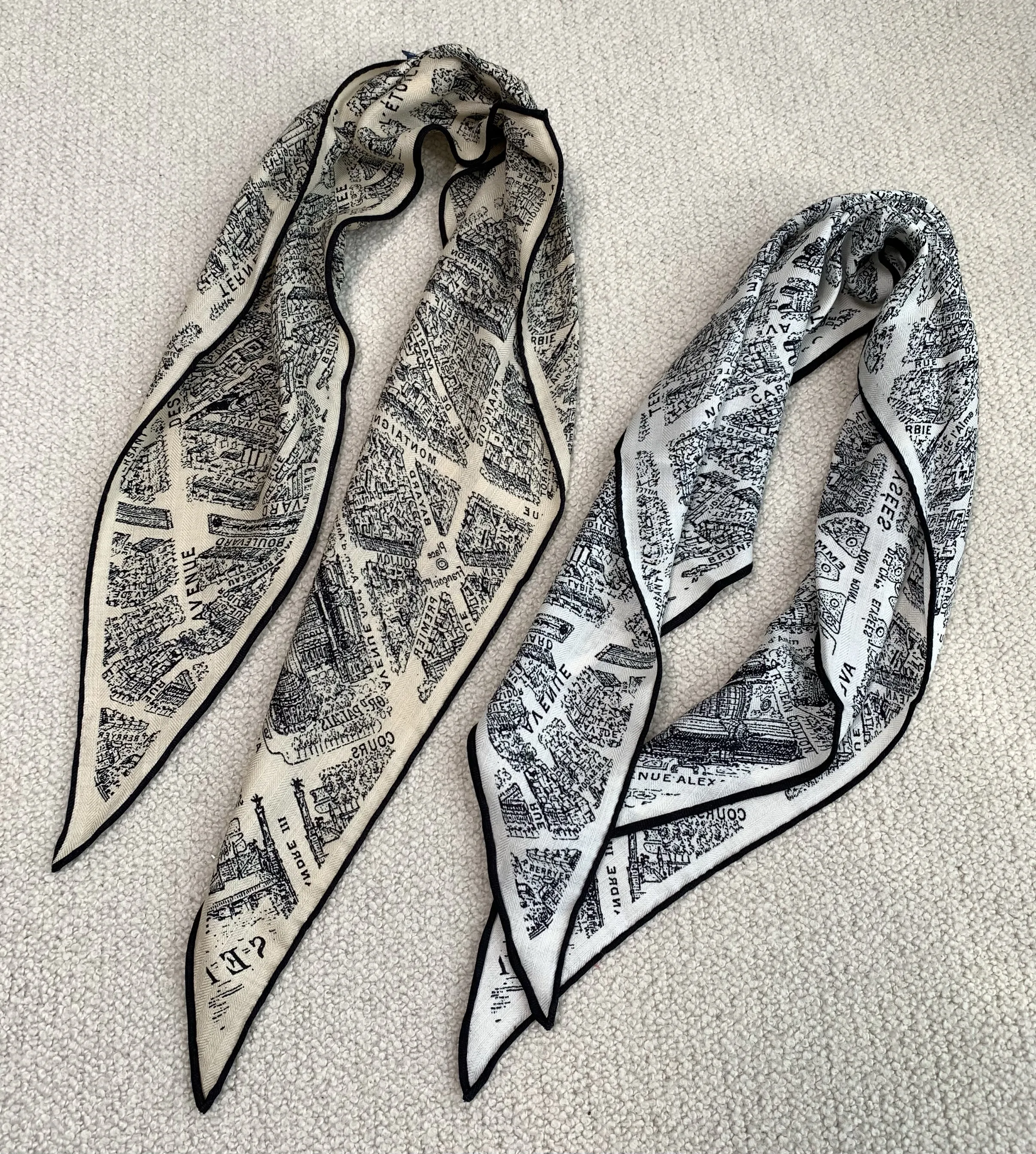 Bufanda de Seda y Lana con Diseño de Mapa de París, Versátil y E para Mujer, con Patrón Geométrico Romántico y Tela de...