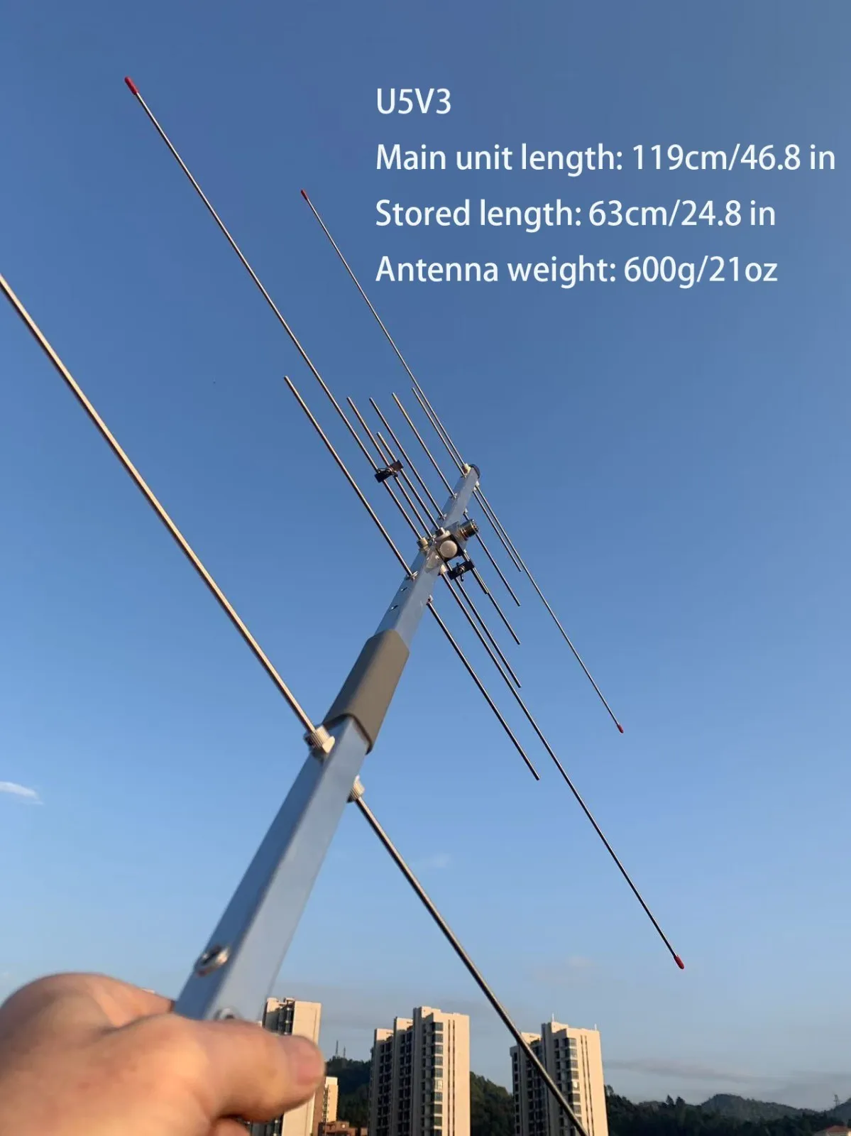 휴대용 야기 안테나 430/144MHz 듀얼 밴드 UHF 5EL VHF 3EL 분리형 및 휴대용 아마추어 밴드 조절 가능