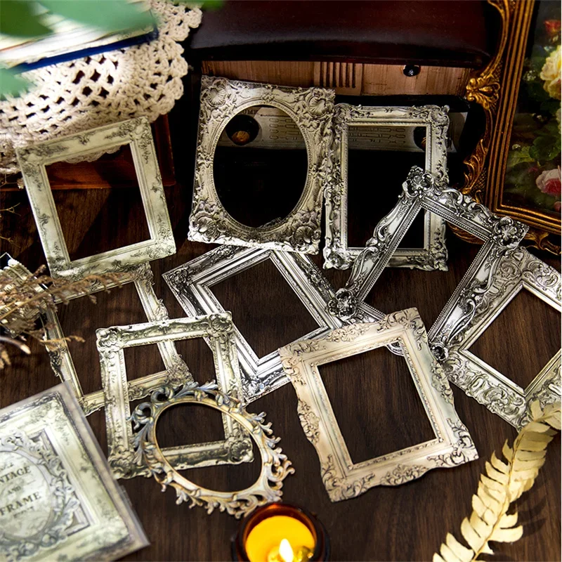 

10Sheets Collage Card Antique Pack Antique Mirror Frame Paper Decoration Tag Notebooks Materials Handbook Scrapbook 105*95MM