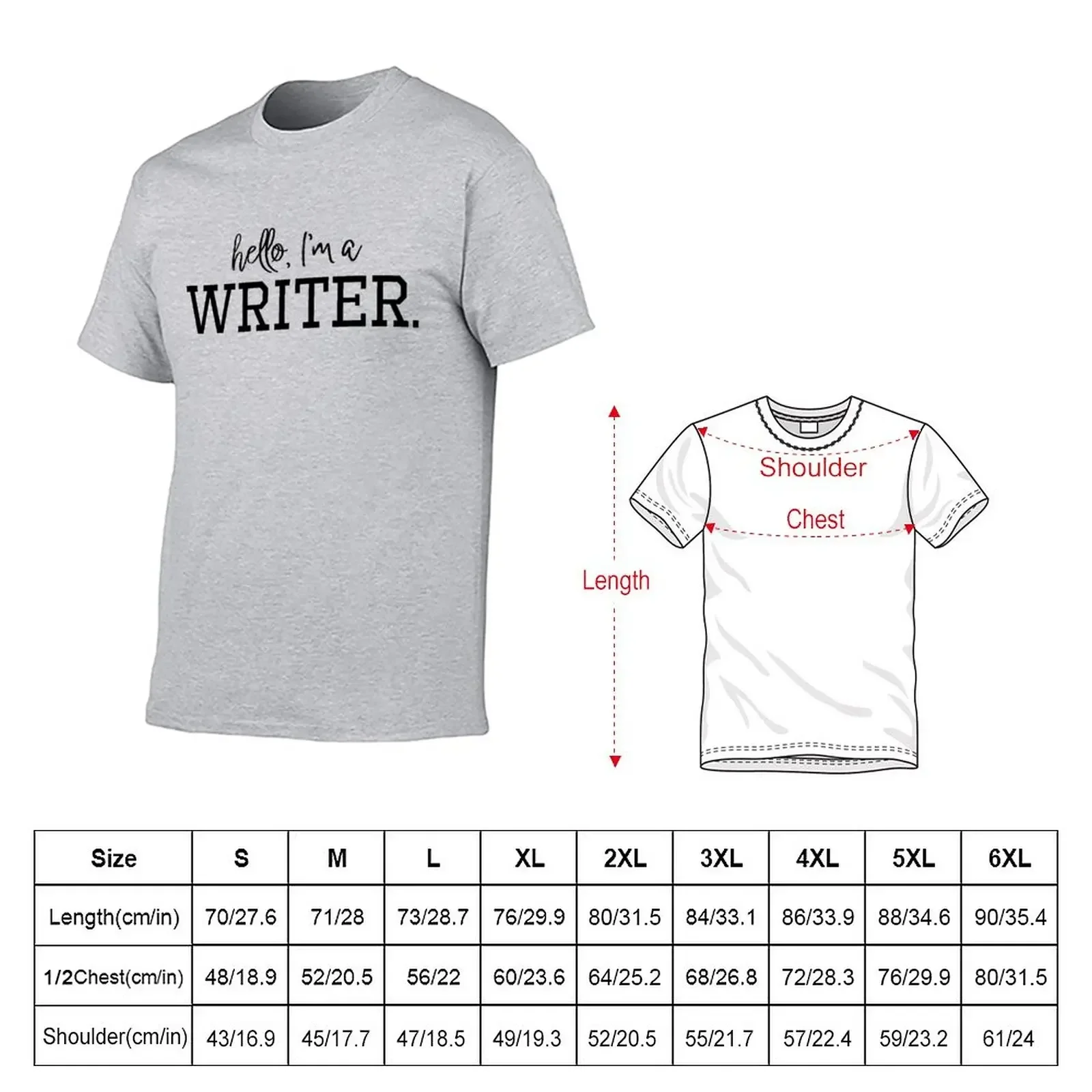 Hello, I'm a Writer. T-Shirt hippie clothes cute tops men clothing