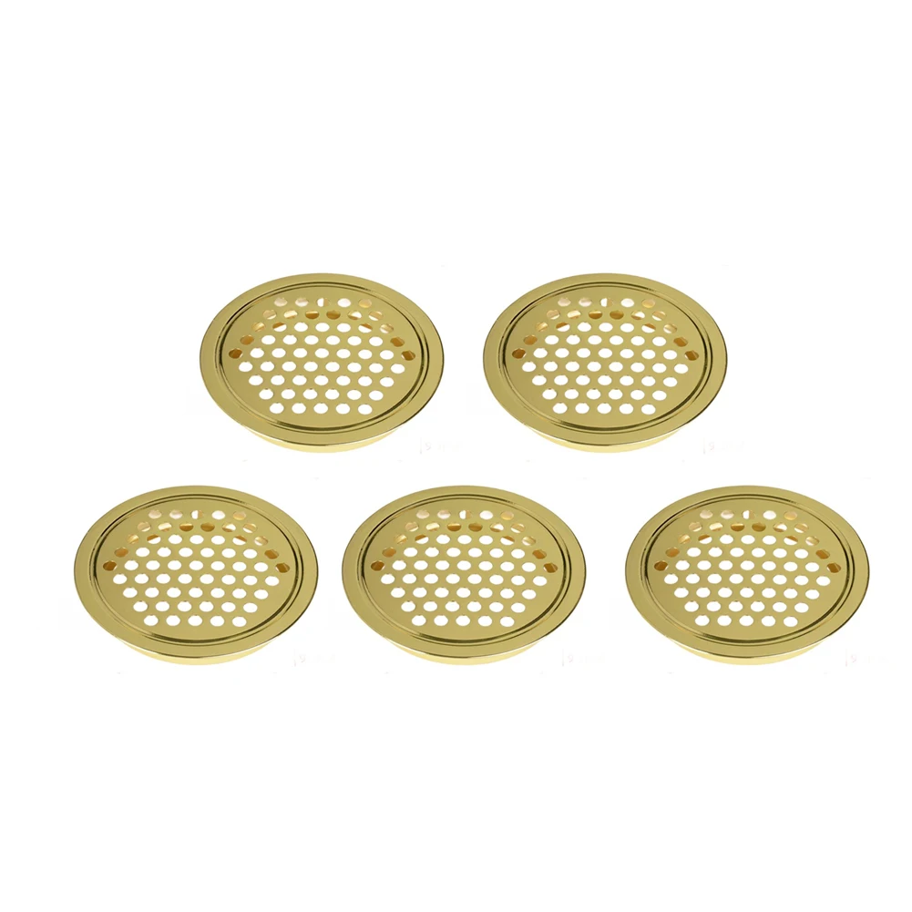 5PCS Round Stainless Steel Vent Cover Flat-Sloping for Shoe Cabinet Wardrobe Kitchen Fan Bathroom Vent and Storage Furniture