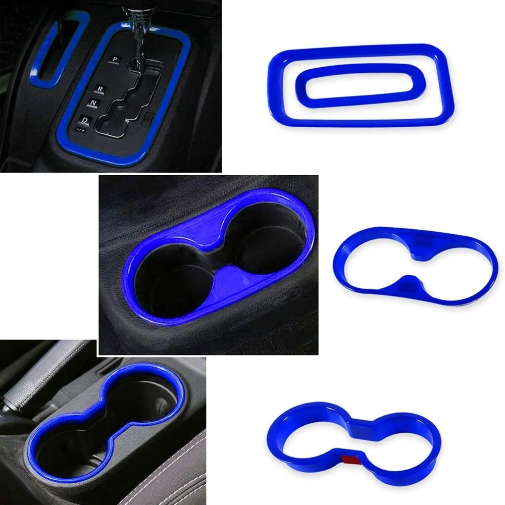 28PCS Steering Wheel Center Console Door Handle Vent Cup Holder Gear Cover Trim for Jeep Wrangler JK JKU 11-18 Interior Kit