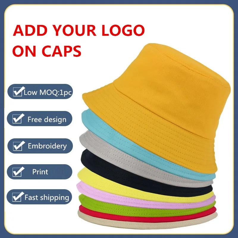 New personalised logo diy custom bucket hat for women Solid fishing fisherman caps Sports gorros Panama sunscree hats for men