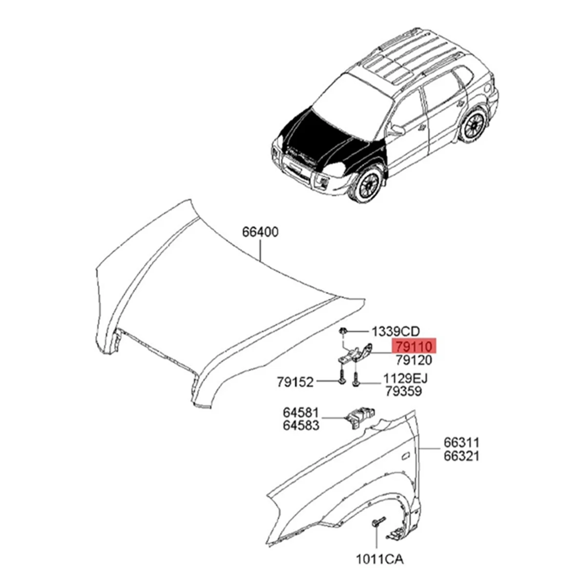 1Pair Hood Hinges Driver & Passenger Side 79110-2E000 79120-2E000 for Hyundai Tucson (JM) 2004-2010 Engine Bonnet