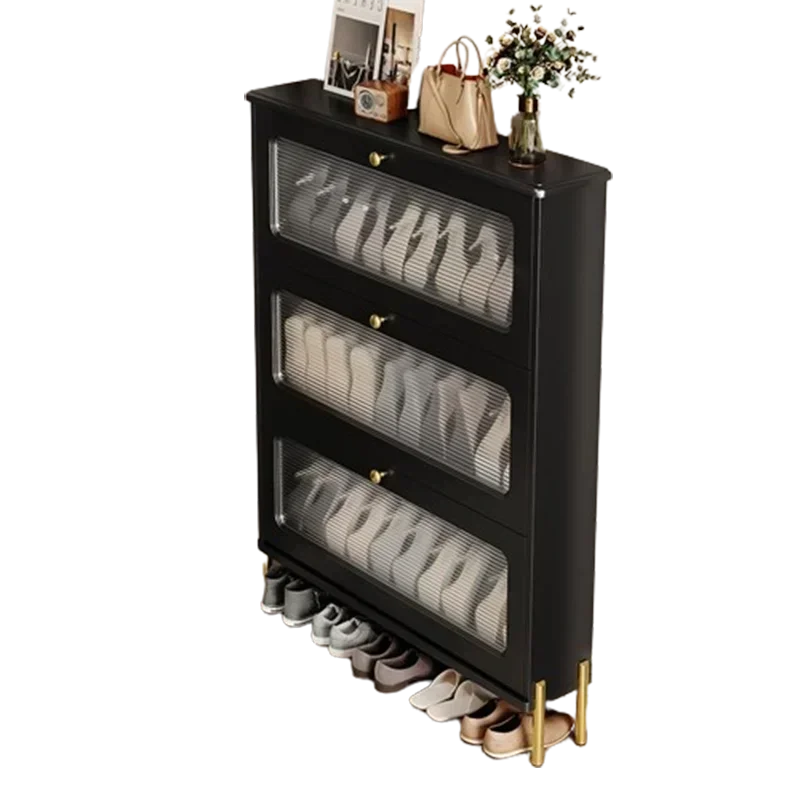 

Усовершенствованный многофункциональный пыленепроницаемый шкаф для обуви для дома, новый современный минималистичный ультратонкий черный
