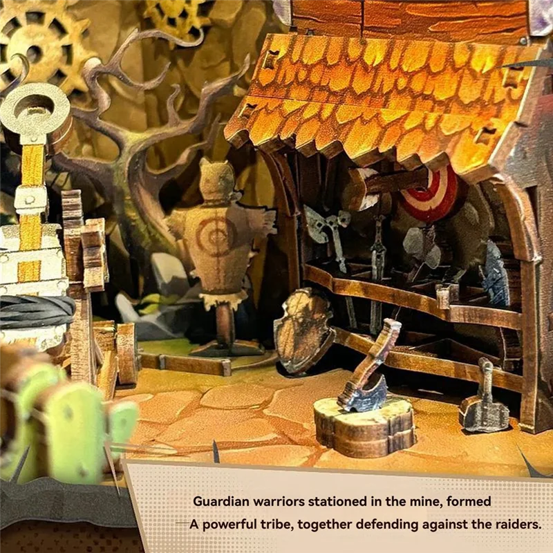 Zusammengebauter Buchständer aus Holz „Explore Fantasy Unknown World“-Desktop-Dekoration als Geschenk