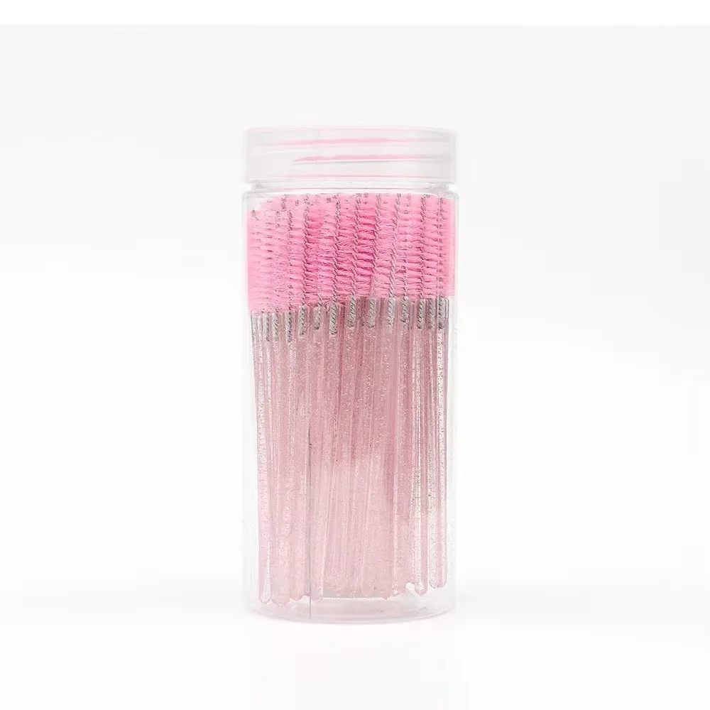 50/100Pcs Disposable Eyelash Extension Mascara Wand Glitter Micro Lash Brushes Spoolie With Container Case Bendable brush head