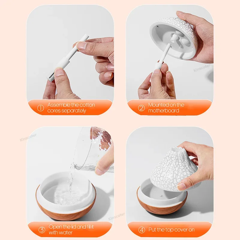 مرطب بركان منزلي لسطح المكتب مكمل مياه صغير رذاذ ترطيب الهواء USB ضوء ليلي محمول