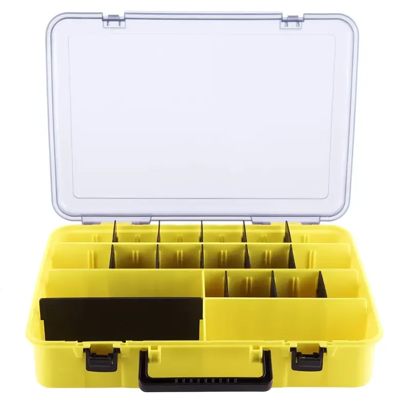 Goture Plastic Storage Handheld Fishing Gear Organizer Box, Portable Tackle Storage Adjustable Divider Removable Compartment Wit