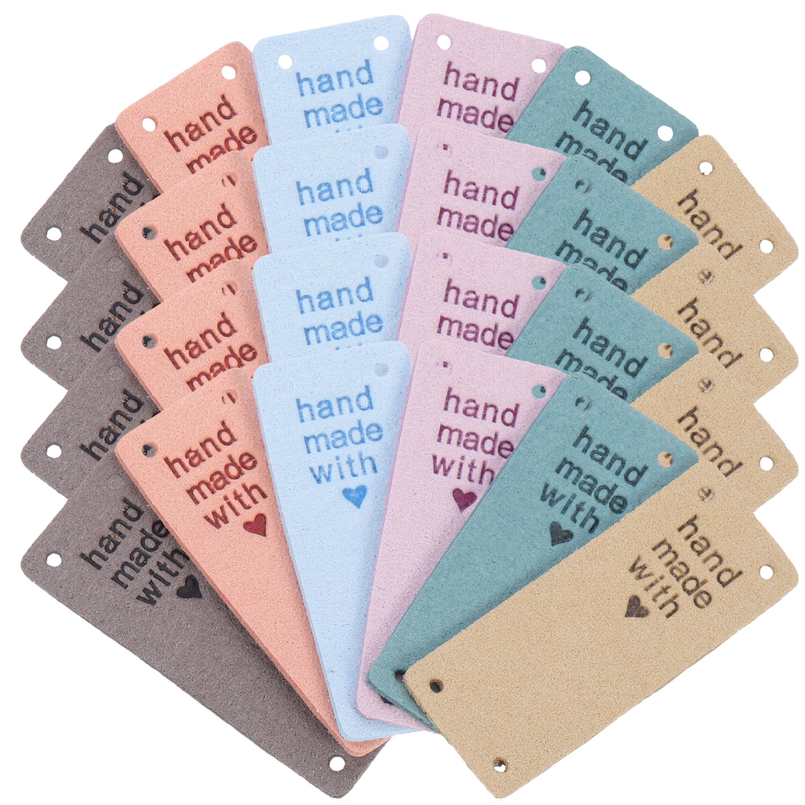 

30pcs Colorful Rectangular Handmade Clothing Labels Embossed Sew-On Tags For Knitting Sewing Crafts Microfiber Reusable Label