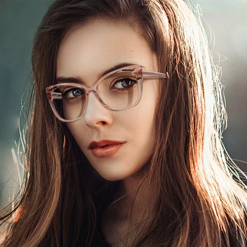 Imagen 2 del producto CLLOIO gafas de lectura progresivas de ojo de gato Premium para mujer, gafas Retro con montura grande, gafas graduadas antirayos azules para miopía