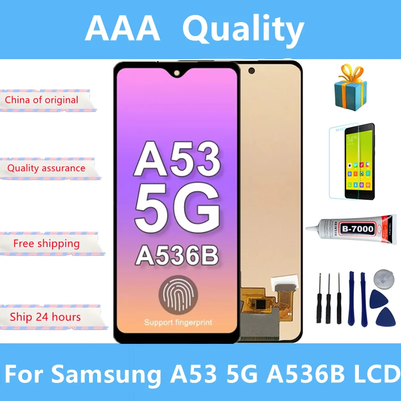 

6.5"; Super AMOLED For Samsung A53 5G A536B/DS LCD Display Touch Screen Digitizer Assembly For Samsung A536 lcd with fram