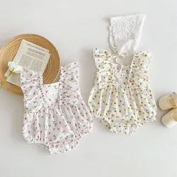 MILANCEL Baby Girls Bodysuits Ruffle Girls One Piece Floral Ifant Clothes Sleeveless Jumpsuits
