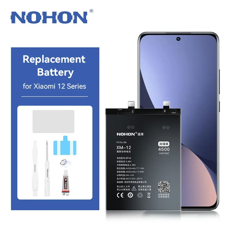 

NOHON BP46 BP45 Battery Replacement for Xiaomi Mi 12 Mi 12X Mi 12Pro Battery for Mi12 Mi12X Mi12Pro Batetira Replacement