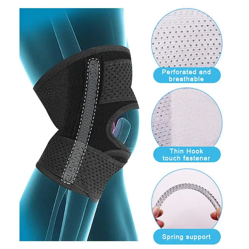 Nouvelle genouillère en tissu maillé respirant (1 ou 2 pièces) avec stabilisation latérale pour soulager la douleur au genou et au ménisque et atténuer les déchirures du ménisque