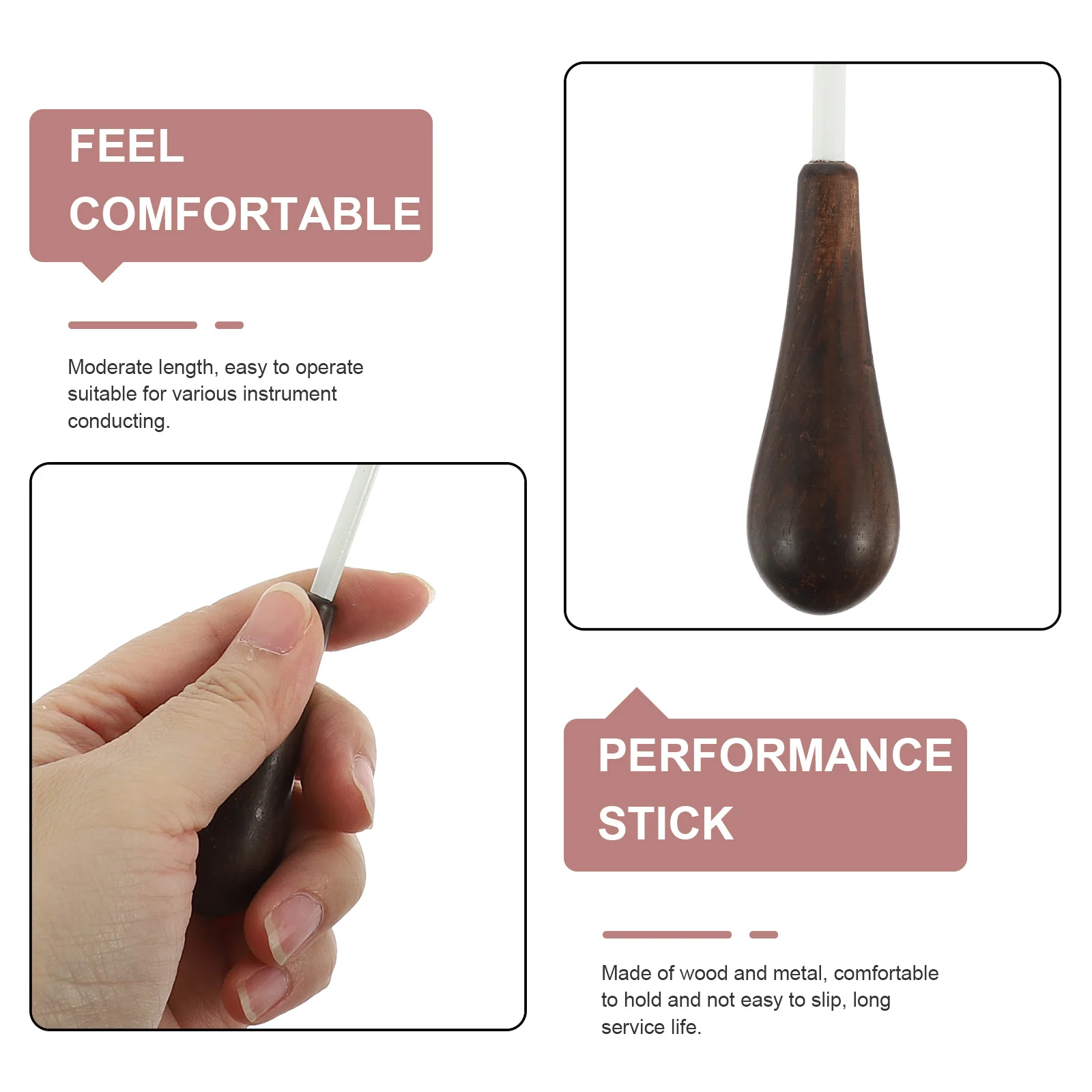 موصلات خشبية معدنية أوركسترا مناسبة لعروض الحفلات الموسيقية تحكم دقيق وقبضة مريحة عصا موسيقية #4