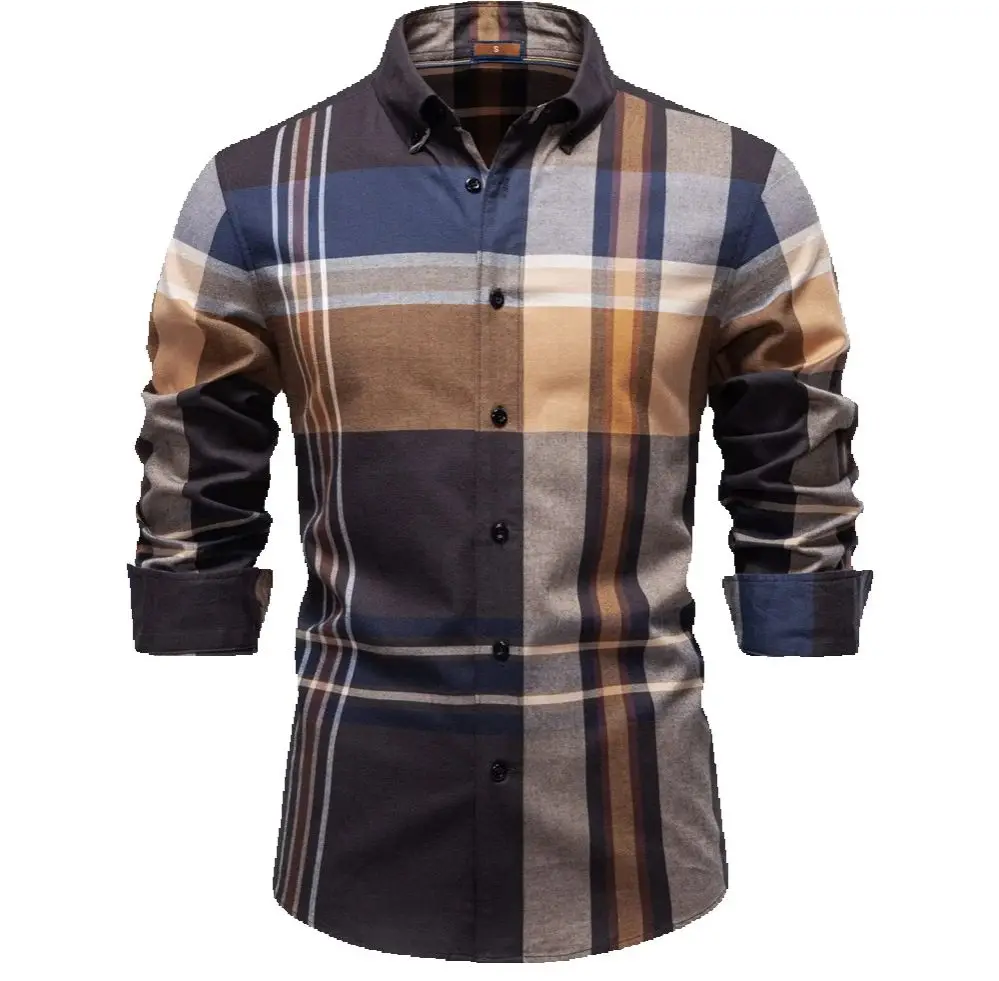 Men's Pure Cotton Checked Shirt 2025 Autumn/Winter Collection Business Casual Long-Sleeved Export-Quality