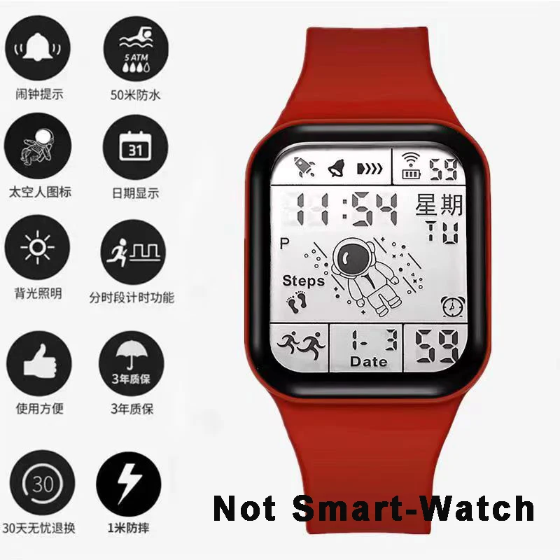 Reloj Digital de moda para hombres y mujeres, relojes deportivos LED impermeables, reloj multifunción Spaceman, reloj de pulsera electrónico para estudiantes