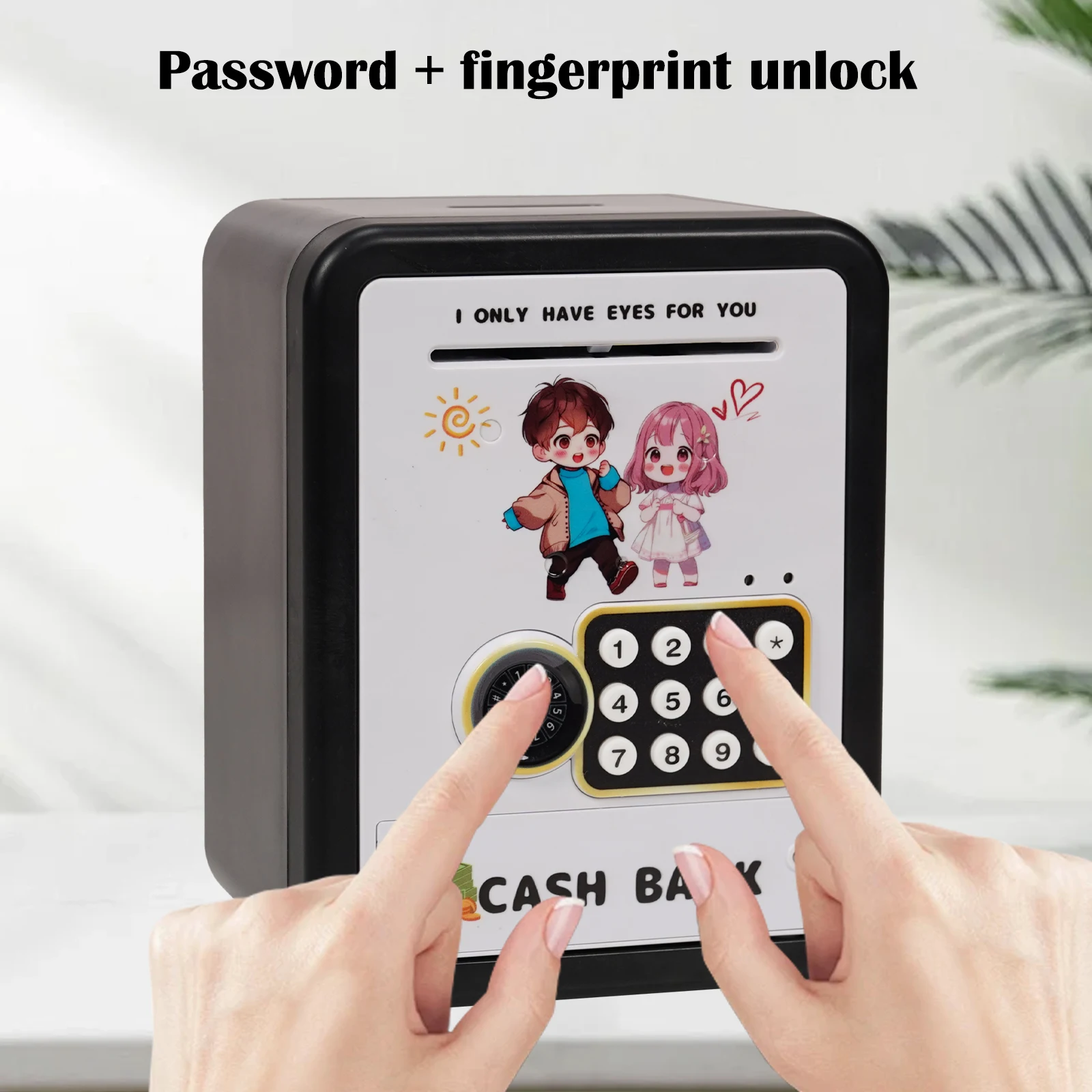 Piggy Bank Fingerprint Password Storage Money Cash Coin Box Electronic ATM Machine Pretend Play Toy Children Christmas Gift